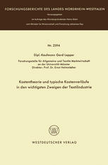 Kostentheorie und typische Kostenverläufe in den wichtigsten Zweigen der Textilindustrie