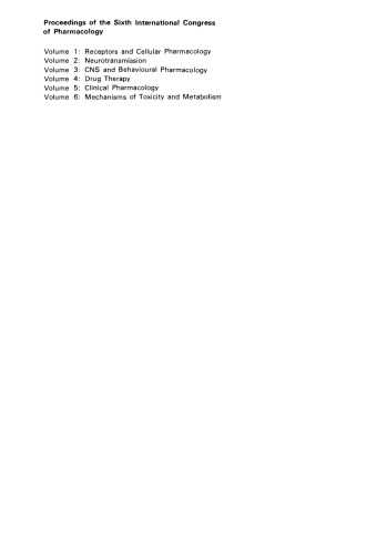 Receptors and Cellular Pharmacology. Proceedings of The Sixth International Congress of Pharmacology