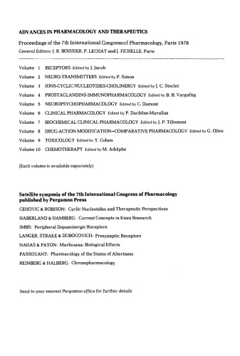 Chemotherapy. Proceedings of the 7th International Congress of Pharmacology, Paris, 1978