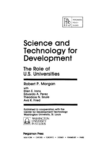Science and Technology for Development. The Role of U.S. Universities