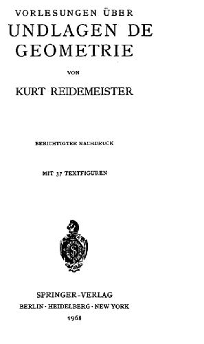 Vorlesungen über Grundlagen der Geometrie