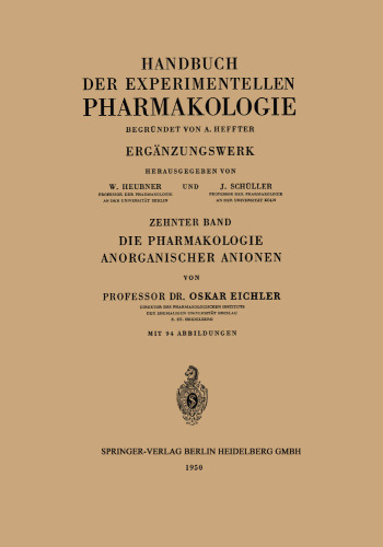 Die Pharmakologie Anorganischer Anionen: Die Hofmeistersche Reihe