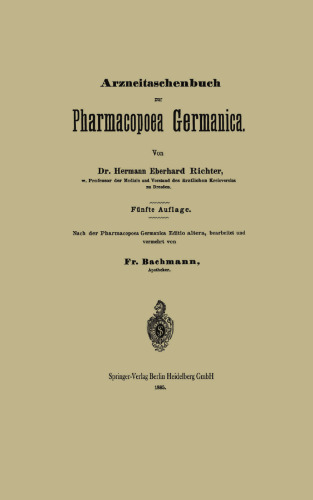 Arzneitaschenbuch zur Pharmacopoea Germanica