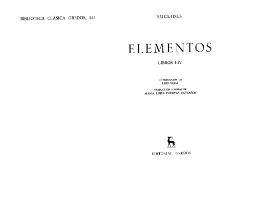 Euclides: Elementos. Libros I-IV