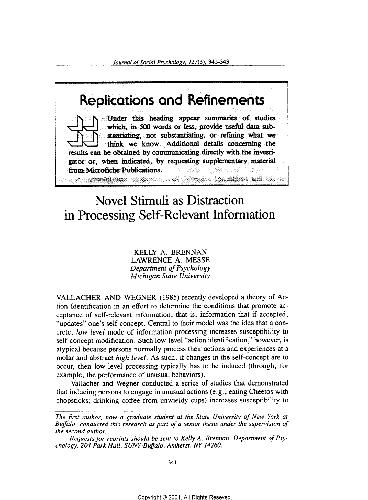 Novel Stimuli as Distraction in Processing Self-Relevant Information