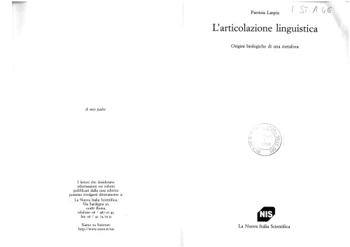 L'articolazione linguistica. Origini biologiche di una metafora