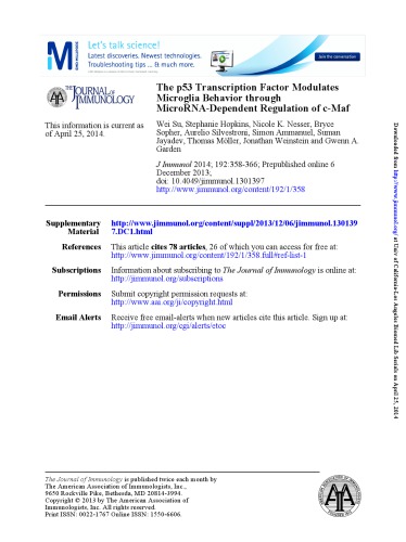 [Article] The p53 transcription factor modulates microglia behavior through microRNA-dependent regulation of c-Maf