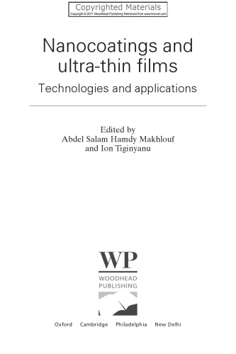Nanocoatings and Ultra-Thin Films - Technologies and Applications