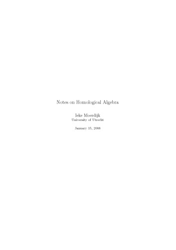 Notes on Homological Algebra (homalg2007)