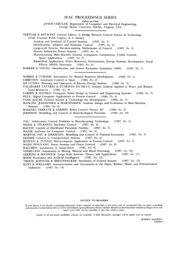 Control in Transportation Systems 1986. Proceedings of the 5th IFAC/IFIP/IFORS Conference, Vienna, Austria, 8–11 July 1986