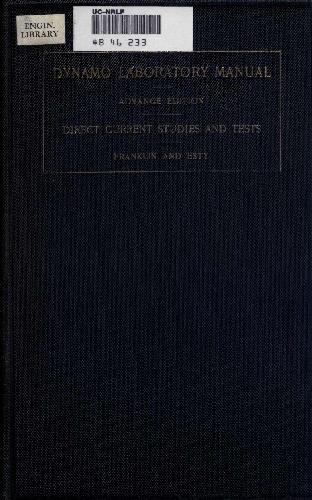Dynamo Labratory Manual-Direct Current Studies and Tests Advanced Edi