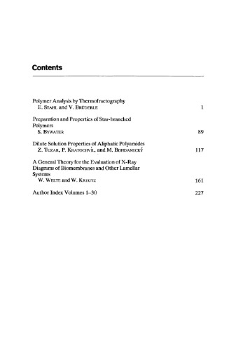 Advances in Polymer Science