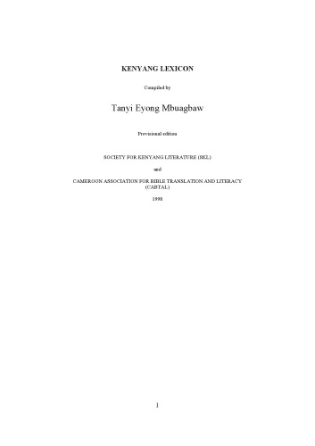 Kenyang Lexicon