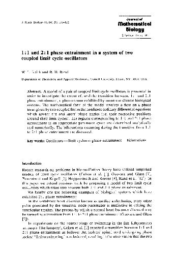 11 and 21 phase entrainment in a system of two coupled limit cycle oscillators