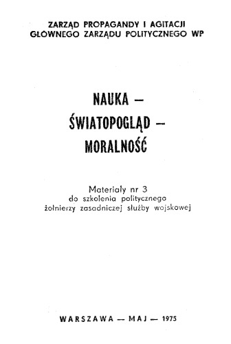 NAUKA - ŚWIATOPOGLĄD - MORALNOŚĆ