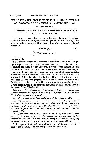 The Least Area Property of the Minimal Surface Determined by an Arbitrary Jordan Contour