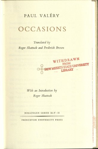 Collected Works of Paul Valery, Volume 11: Occasions