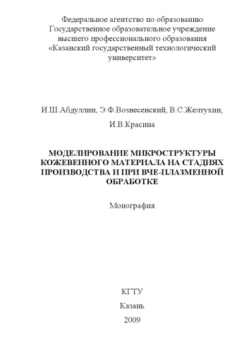 Моделирование микроструктуры кожевенного материала на стадиях производства и при ВЧЕ-плазменной обработке : монография