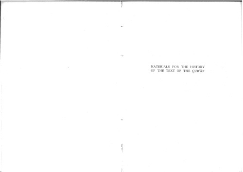Materials for the history of the text of the Qur’an