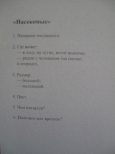 Опорные схемы для составления описательных рассказов