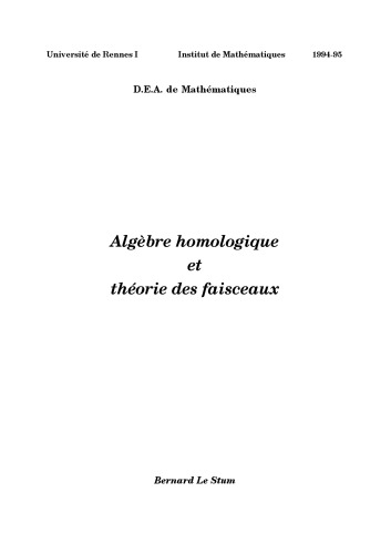 Algèbre homologique et théorie des faisceaux