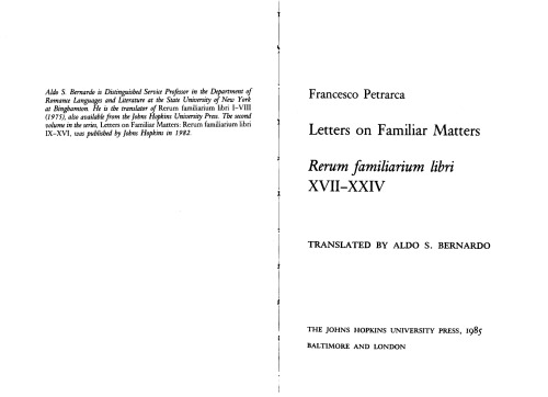 Francesco Petrarca, Rerum familiarium libri XVII-XXIV