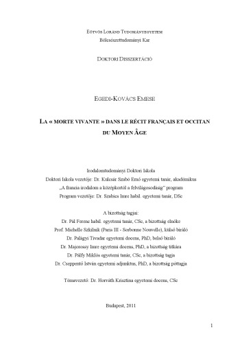 La "morte vivante" dans le récit français et occitan du moyen âge