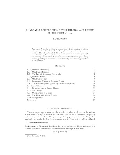 Quadratic reciprocity, genus theory, and primes of the form x^2 = ny^2