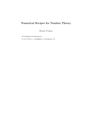 Numerical Recipes for Number Theory