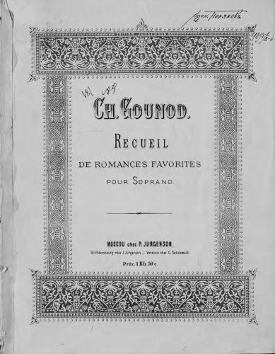 Recuell de romances favorites pour Sopran (tenor) et piano