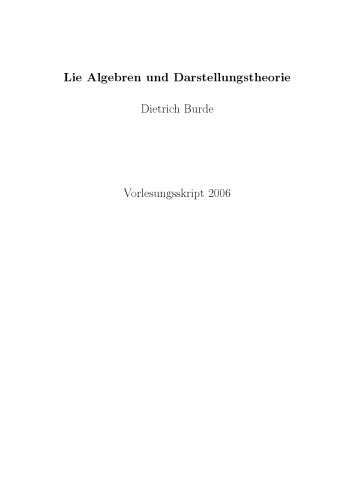 Lie Algebren und Darstellungstheorie [Lecture notes]