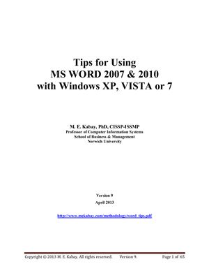 Tips for Using MS-Word 2007 & 2010