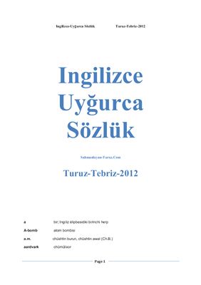 Ingilizce-Uygurca Sözlük