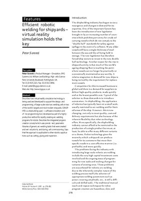 Peter Sorenti Efficient robotic welding for shipyards - virtual reality simulation holds the key