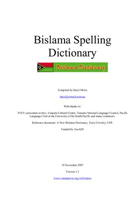 Bislama Spelling Dictionary