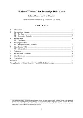 Rules of Thumb for Sovereign Debt Crises