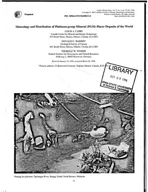 Mineralogy and Distribution of Platinum-group Mineral (PGM) Placer Deposits of the World