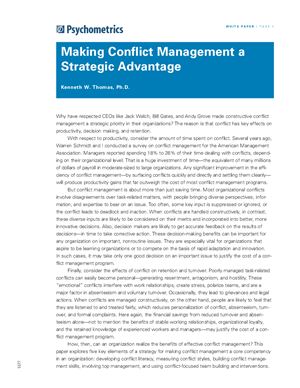 Making Conflict Management a Strategic Advantage