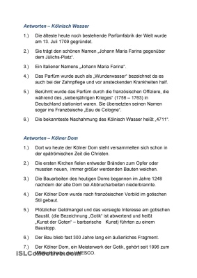 Arbeitsblätter zum Thema Der Rhein - Fragen und Antworten