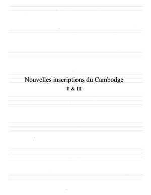 Nouvelles inscriptions du Cambodge, t. II-III
