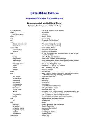 Indonesisch-Deutsches Wörterverzeichnis
