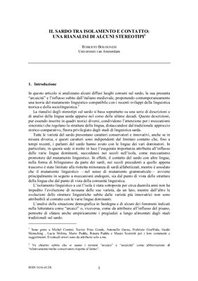 Il sardo tra isolamento e contatto: una rianalisi di alcuni stereotipi