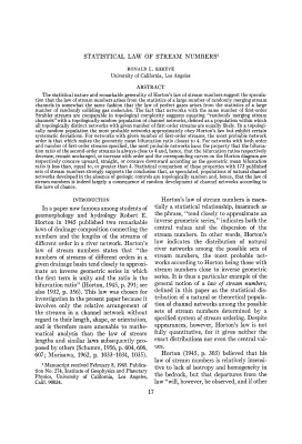 Statistical Law of Stream Numbers