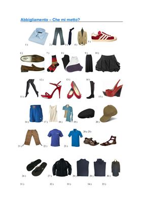 Vocabolario sull'abbigliamento