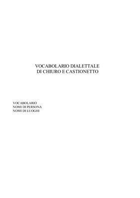 Vocabolario dialettale di Chiuro e Castionetto