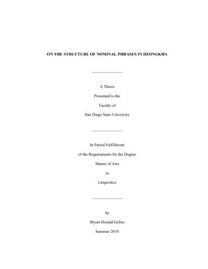 On the Structure of Nominal Phrases in Dzongkha