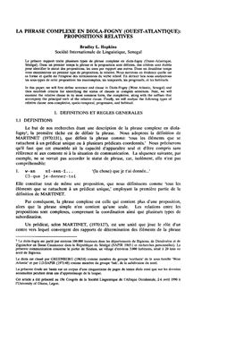 La phrase complexe en diola-fogny (Ouest-Atlantique): propositions relatives