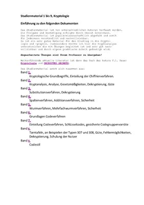 Studienmaterial: Kryptologie. Band 7. Einteilung Codeverfahren, Schlüsselcodes, gesicherte Codegruppenvorräte