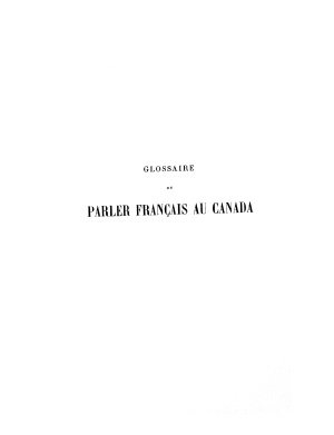 Glossaire du parler français au Canada