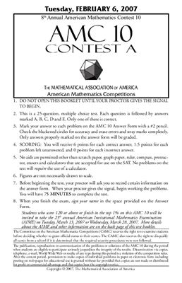American Mathematics Contest 10A (AMC 10) 2007